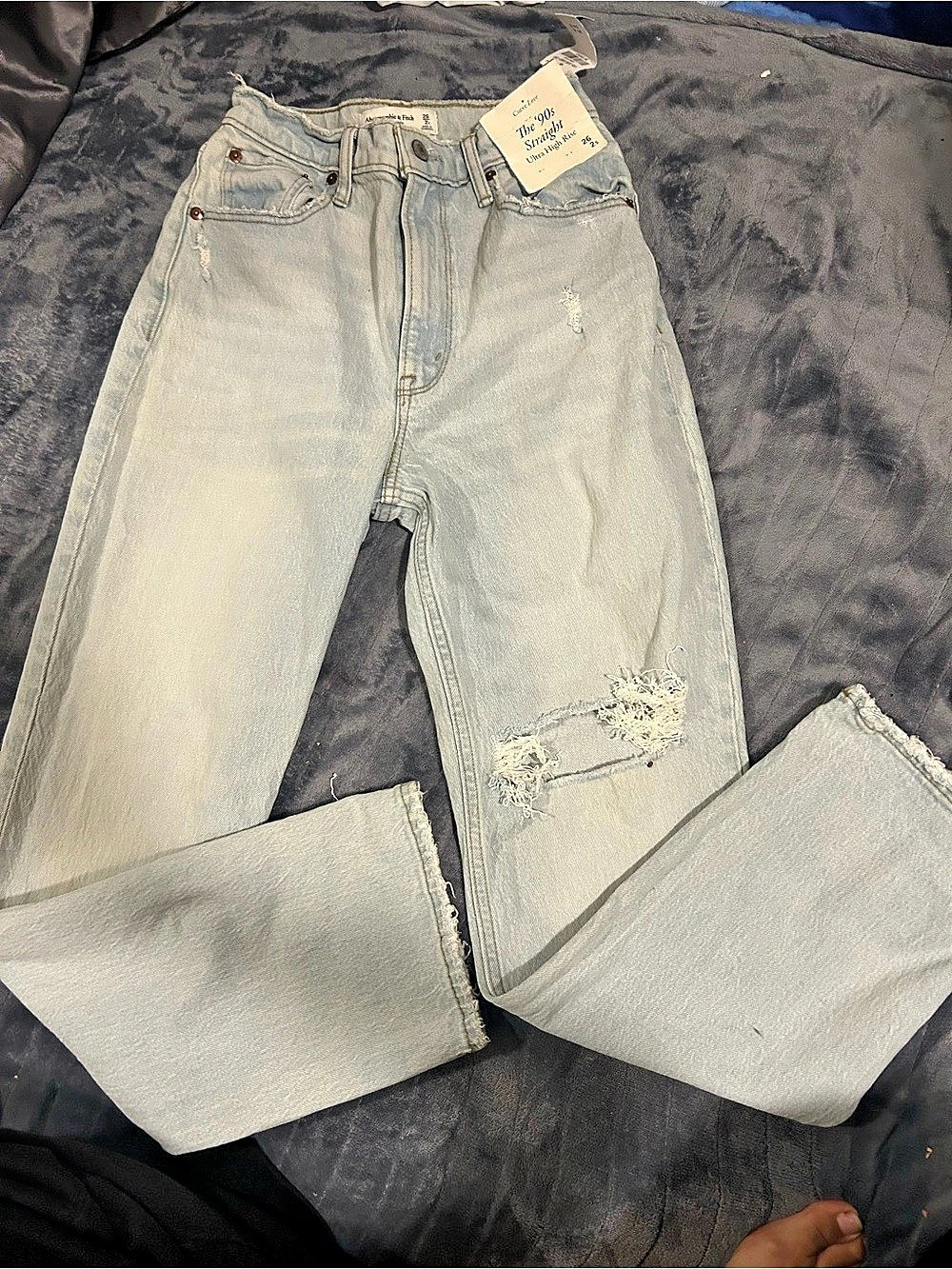 Abercrombie & Fitch The 90s Straight Ultra High Rise Jeans Blue Waist 26 Good